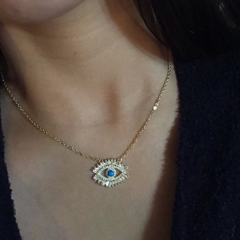 ‘Reina’ evil eye necklace gold - Picture 4 of 7